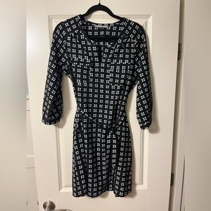 Daniel Rainn Black & White ¾ Sleeve Dress